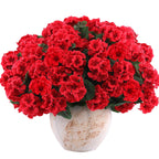 Hananona 6 Pcs Artificial Geranium Flowers for Outdoors Geranium Silk Red Flower Outdoor UV Resistant Garden Plants Faux Flowers for Christmas Home Kitchen Table Centerpieces Decor (6, Red)