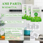 AMI PARTS W10346771A Fresh Flow Produce Preserver Replacement Part Compatible with Refrigerators(3 replacements-6packs)