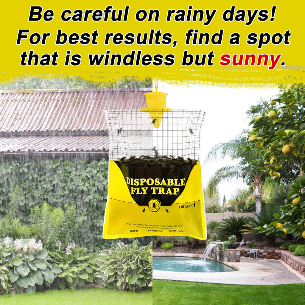 Big Bag Disposable Fly Traps Outdoor Hanging, Ranch Stable Horse Fly Hunter Trap Control Indoor for Home for Barn, Mosquito Bug Flying Insect Trap Catchers Killer Repellent 4 Natural Pre-Baited