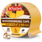 XFasten Double Sided Woodworking Tape 4 Inches x 90 Feet, Residue-Free and Removable Double Sided Wood Mounting Boards, Masking Tape for Wood Template, MDF, Metal, Edge Banding, Routing, Anchoring
