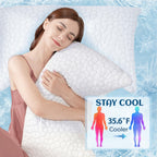 Side Sleeper Pillows for Adults, Cervical Pillow for Side Sleepers Neck and Shoulder Pain Relief, Cooling Crescent Neck Pillow with Adjustable Loft ,Shredded Memory Foam Pillows Queen Size Set of 2