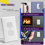 Duplex Wall Plates Kit, Electrical Outlet Covers, Standard Size 1-Gang 4.50" x 2.76", Unbreakable Polycarbonate Thermoplastic, Electric Receptacle Plug Covers, 8821-W-5PCS, White (5 Pack)