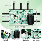 Rhino Valley Walker Bag, Multi Pockets Folding Walker Basket Tote Bag with Cup Holder, Hand-free Carry Pouch Storage Bag for Universal Walkers, Large Capacity Organizer for Seniors Elderly, Flower