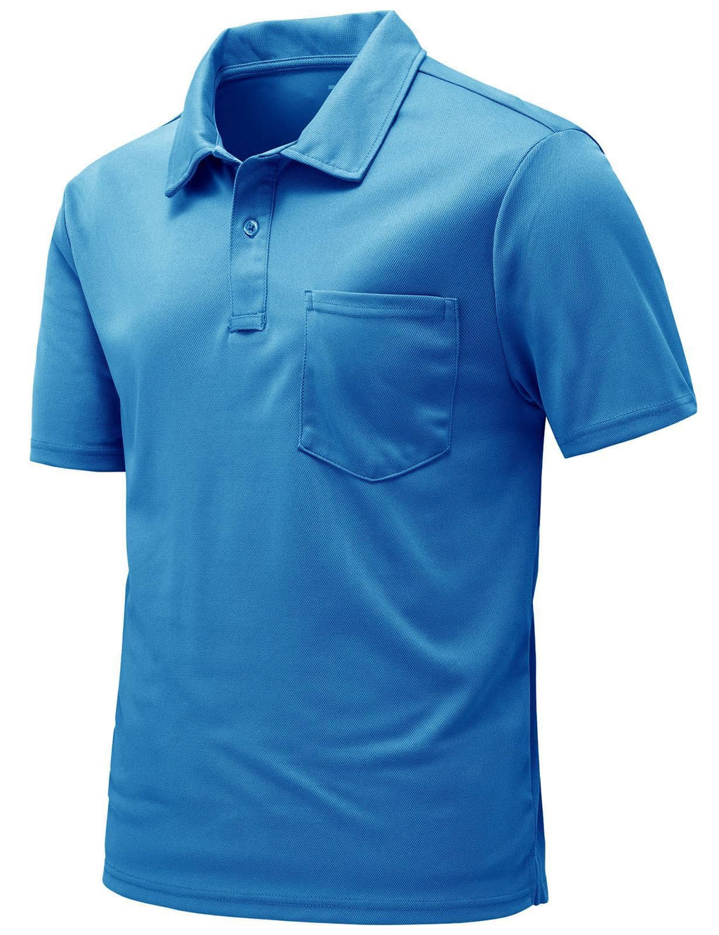 Men's Activewear Polo Shirts Short Sleeve Quick Dry Outdoor Golf Sports Shirts with Pocket(Blue, US XL)