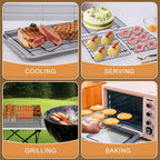 Cooling Rack for Baking 3 Tiers, 16" x 10" Cookie Cooling Wire Rack Stackable Collapsible Nonstick, Stainless Steel Baking Cooking Cooling Racks with Optimum Air Flow, Black