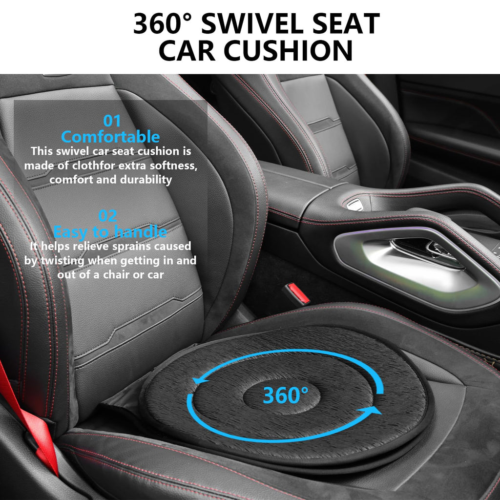 Autotechnx Soft 360 Rotating Seat Cushion for Car Non Slip Swivel Seat Cushion for Car for Elderly Support Black Office Chair Comfortable Ergonomic Design Odorless Rotating Car Seat 360 for Pregnant