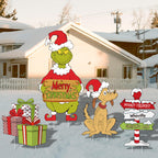 Christmas Yard Signs Stakes Outdoor Decorations - 4PCS Large Xmas Decorations Signs for Holiday Christmas Lawn Garden Pathway Decorations, 6.2inch-15inch