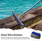Pool Brush Head | 18" Heavy Duty Floor Brush | Stainless Steel Brush | Metal Pool Scrubber Brush | Wire Bristles & Aluminium Back for Sweep Calcium Buildup, Rust Stains on Concrete