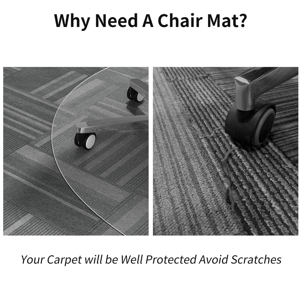 WASJOYE Office Chair Mat for Carpet, 36" Round Clear Home Carpet Chair Mat Protector Cover with Non-Slip Studded for Computer Desk Rolling Chair