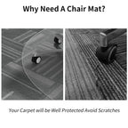 WASJOYE Office Chair Mat for Carpet, 36" Round Clear Home Carpet Chair Mat Protector Cover with Non-Slip Studded for Computer Desk Rolling Chair