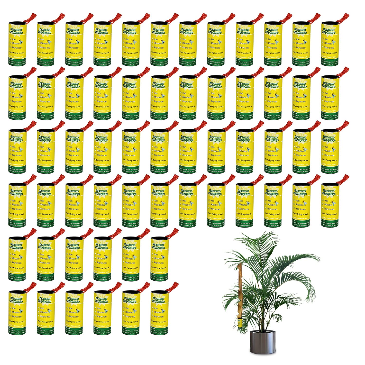 60 Pack Fly Traps for Indoors Outdoor, Fly Strips Paper, Sticky Hanging Fly Tape Catcher Ribbon, Fruit Fly Gnat Trap Killer