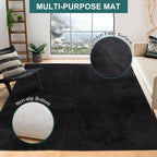 QQpony Office Chair Mat, 75" x 60" Large Chair Mat for Hard Floors, Flannel Fabric Area Rug for Hard Surface, Floor Protector Under Desk Mat for Home Office (Black)