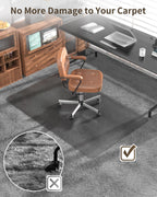 Blvornl Frosted Clear Chair Mat for High Pile Carpet and Hardwood Floor, 32.3"*53" Hard Material Chair Mat, Heavy Duty Computer Chair Mats for Rolling Chairs, Desk Floor Rug for Office and Home Grey