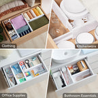 Lifewit 5 Pack Drawer Dividers 4" High, 11-17" Adjustable Dresser Drawer Organizers for Clothes, Expandable Dresser Separators in Bedroom/Bathroom/Kitchen/Vanity/Office Organization and Storage, White