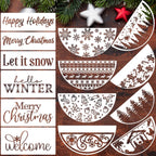 Christmas Stencils 12” Large Christmas Stencils for Crafts Reusable Christmas Stencil Holiday Drawing Templates for Door Hanger Porch Wreath Doormat Window Glass Decor(XMS Half R Stencil 03-14p)