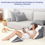 MASVIS 5Pcs Orthopedic Bed Wedge Pillow Set for Sleeping - High Density Foam Wedge Pillows for Post After Surgery, and Body/Back/Knee/Headboard Pain Relief, Acid Reflux, Snoring, Gerd