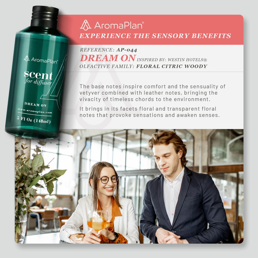 Aromaplan Hotel Scents Dream On 5 Fl Oz, USA Fragrance- Home Luxury Aroma & Hotel Collection Diffuser Oil- Hotel Diffuser Oil for Aromatherapy- USA Made, Bigger Bottle, Bolder Aroma & Longer Lasting