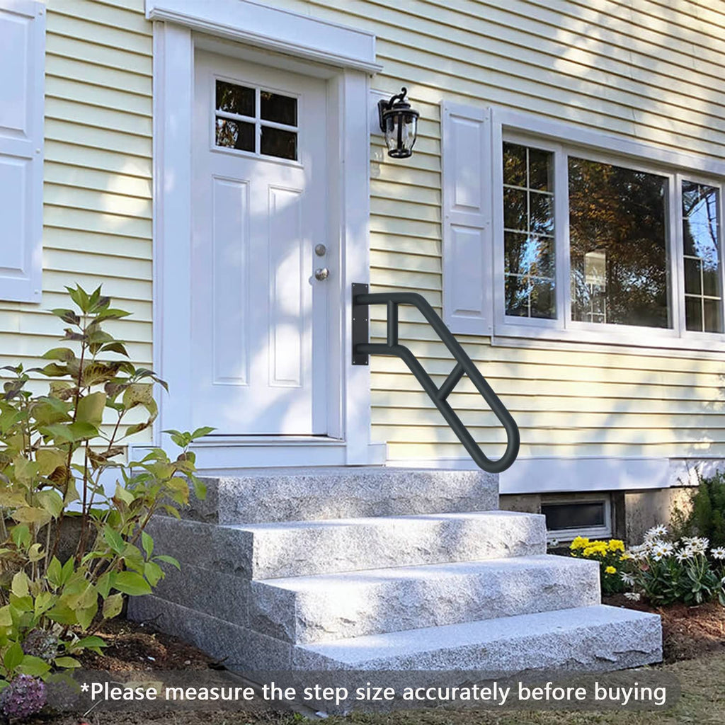 Upgraded Stair Handrails for 1-3 Steps, Wall Mounted Safety Grab Bar with Matte Finish, 27" Length Handrails for Outdoor and Indoor, Hand Rail with 2 Anti-Skid Crossbar Good for Elderly,Kids,Disabled
