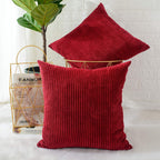 MERNETTE New Year/Christmas Decorations Corduroy Soft Decorative Square Throw Pillow Cover Cushion Covers Pillowcase, Home Decor for Party/Xmas 20x20 Inch/50x50 cm, Burgundy, Set of 2