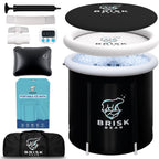 Ice Bath Tub for Athletes with Cover by Brisk Bear - Extra Large Cold Plunge Tub for Recovery - Inflatable Ice Bath Plunge Pool with Digital Timer - Cold Plunge to Soothe Muscles - Black Ice Tub