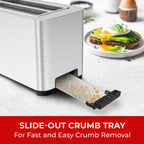 Mueller UltraToast Full Stainless Steel Toaster 4 Slice, Long Extra-Wide Slots with Removable Tray, Cancel/Defrost/Reheat Functions, 6 Browning Levels with LED Display, Kitchen Essentials & Gadgets