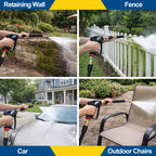 TOOLCY Pro Pressure Washer Gun and Wand, 5000 PSI High Pressure Washer Gun with 18" Curved Extension Wand, 360° Swivel, 1/4" Quick Connect Outlet, Includes 3/8" QC to M22-14mm Adapter & 5 Nozzle Tips