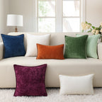 decorUhome Christmas Chenille Soft Throw Pillow Covers 24x24 Set of 2, Farmhouse Velvet Pillow Covers, Decorative Square Pillow Covers with Stitched Edge for Couch Sofa Bed, Forest Elf