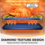HONGBAKE Baking Sheet Pan Set, Cookie Sheets for Oven, Nonstick Half/Quarter/Jelly Roll Pans with Diamond Texture Pattern, Heavy Duty Cookie Tray, Dark Blue