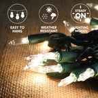Joiedomi Clear Christmas Lights Outdoor,300(2x150) Count Christmas Tree Lights,77.4FT Warm White String Lights with Green Wire, Xmas Decorations for Indoor Party House Garden Yard Home