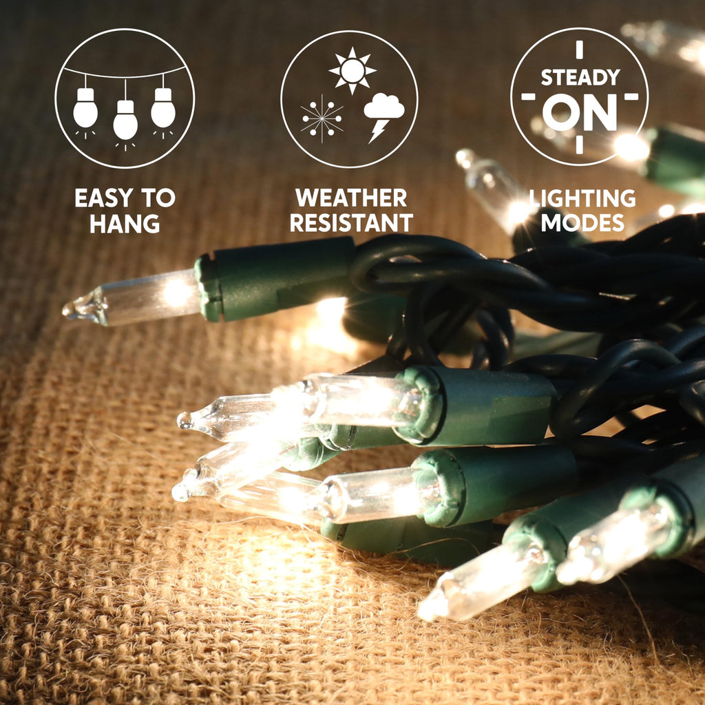 Joiedomi Clear Christmas Lights Outdoor,450(3x150) Count Christmas Tree Lights,116.1FT Warm White String Lights with Green Wire,Xmas Decorations for Indoor Party House Garden Yard Home