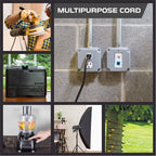 Iron Forge Cable 2 Pack of 25 Ft Outdoor Extension Cords with 3 Electrical Power Outlets - 16/3 SJTW Durable Black Cable with 3 Prong Grounded Plug for Safety, Great for Christmas Lights and Outside