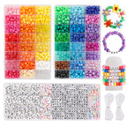 Quefe 3960pcs Pony Beads for Friendship Bracelet Making Kit 48 Colors Kandi Beads Set, 2400pcs Plastic Rainbow Bulk and 1560pcs Letter Beads for Keychains Craft Jewelry Necklace