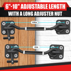 [UPGRADE ADJUSTABLE] 6”-10” Cabin Hook Eye Latch Gate, Heavy Duty 4 Mounting Points Bracket, Barn Door Lock Latch, Durable Door Swivel Window Hook Lock for Sliding Door, Outdoor, Window, Cabinet