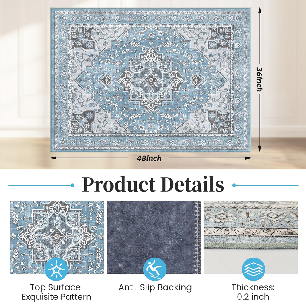 Office Chair Mat for Hardwood Floor & Tile Floor,36"X 48" Heavy Duty Desk Chair Mat for Hard Floors, Under Desk Rug for Rolling Computer Chair,Anti Slip,Low Pile Carpet Floor Protector-Blue