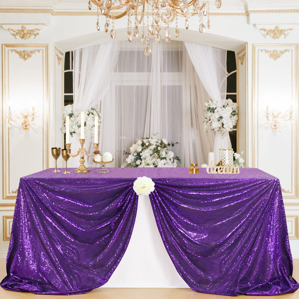 Sparkly Purple Sequin Tablecloth Mermaid Tablecloth Halloween Glitter Table Overlay Bridal Shower Decorations Christmas Rectangular Tablecloths 50x80 Inch
