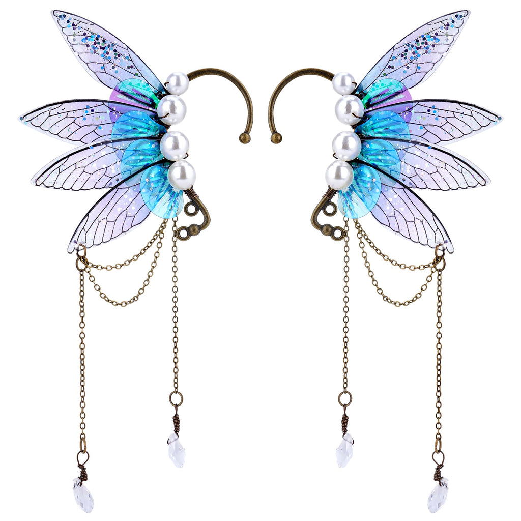 FRESHME Fairy Butterfly Elf Ear Cuffs - Vintage Butterfly Wings Non Piercing Elven Ear Cuffs Clips for Women Valentine Christmas Renaissance Halloween Custome Wedding Cosplay Prom Accessories