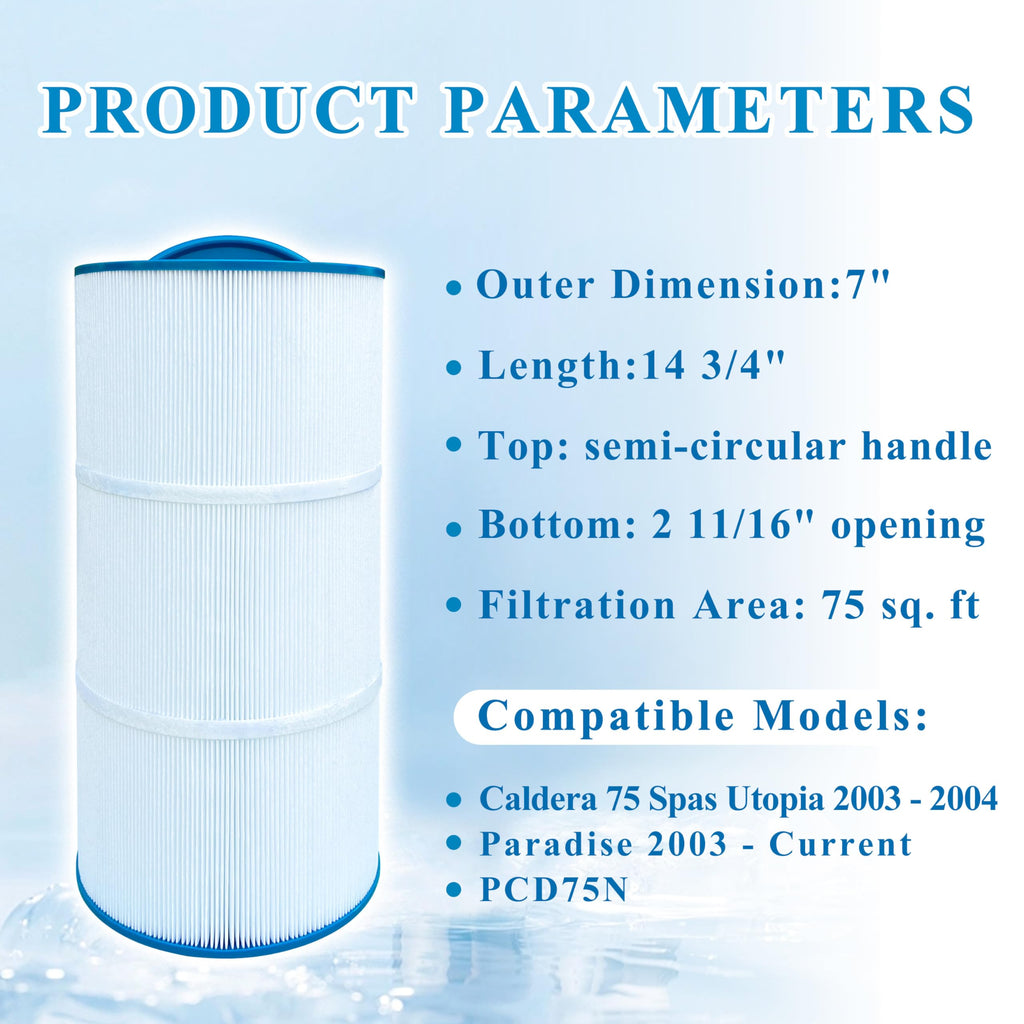 Chryseos Spa Filter Compatible with C-7375, PCD75N, FC-3964, Caldera 75 Spas Utopia 2003-2004, 1019301, 75 sq.ft., 1 Pack