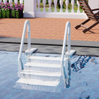 UPHYB Pool Ladder, 4-Step Pool Stairs with Double Handrails and Non-Slip Steps for 48-54” Above Ground and In-Ground Pools, White