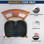 EcoNour Thick Memory Foam Gel Seat Cushion (Black) | Office Chair Cushion for Sciatica, Tailbone and Lower Back pain | Orthopedic cushion for Tail bone| Anti-Slip Support Pillow For Seniors and Driver