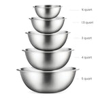 FineDine Stainless Steel Mixing Bowls (Set of 5) Stainless Steel Mixing Bowl Set - Easy To Clean, Nesting Bowls for Space Saving Storage, Great for Cooking, Baking, Prepping