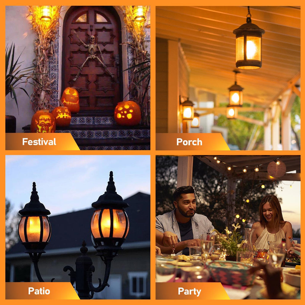 Vicstone Upgraded LED Flame Light Bulbs, 4-Mode Flickering Light Bulbs with Upside Down Effect, E26 Fire Light Bulb for Porch Party Patio Home Halloween Christmas Indoor Outdoor - 4 Pack