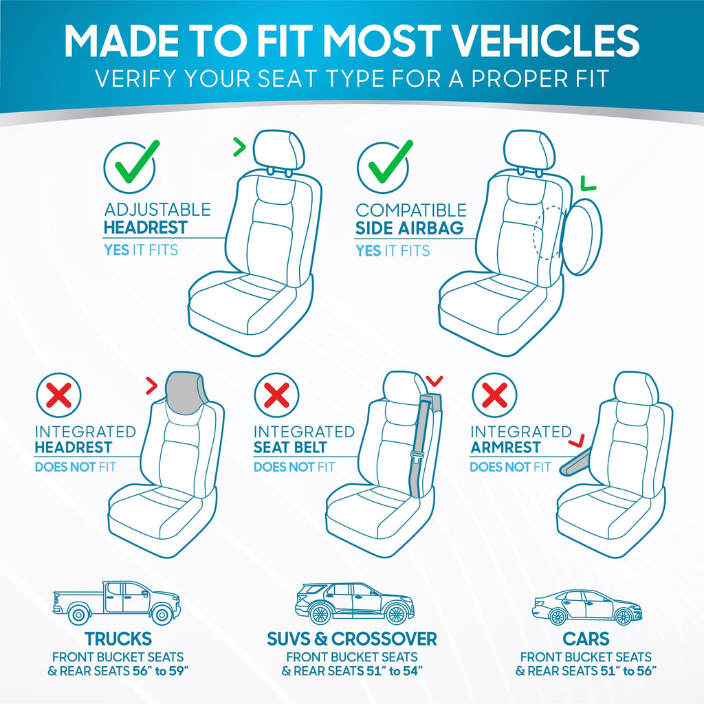 BDK PolyPro Car Seat Covers Full Set in Gray on Black, Front and Rear Split Bench Seat Covers for Cars, Easy to Install Car Seats Cover Set and Accessories for Auto Trucks Van SUV - Gray