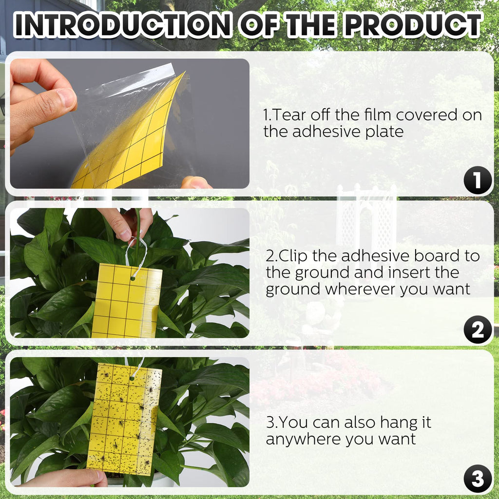 200 Pcs Yellow Sticky Trap for Gnats 3*5 Inch Sticky Fruit Fly Trap with Tie Dual-Side Plant Sticky Trap for Flying Insect Fungus Bugs Sticky Catcher Trap Sticky Flying Sticky Trap for Indoor Outdoor
