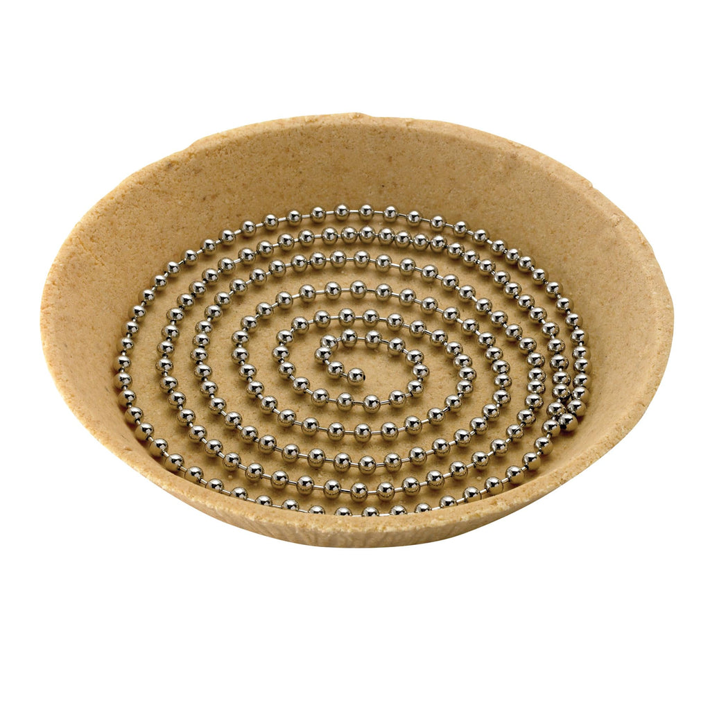 Mrs. Anderson's Baking Pie Weights | Stainless Steel Stoneware Beads for Blind Baking | Heat-Safe, Food-Safe, Easy to Use | Prevents Shrinking, Puffing, Bubbling | Connected Chain Weights