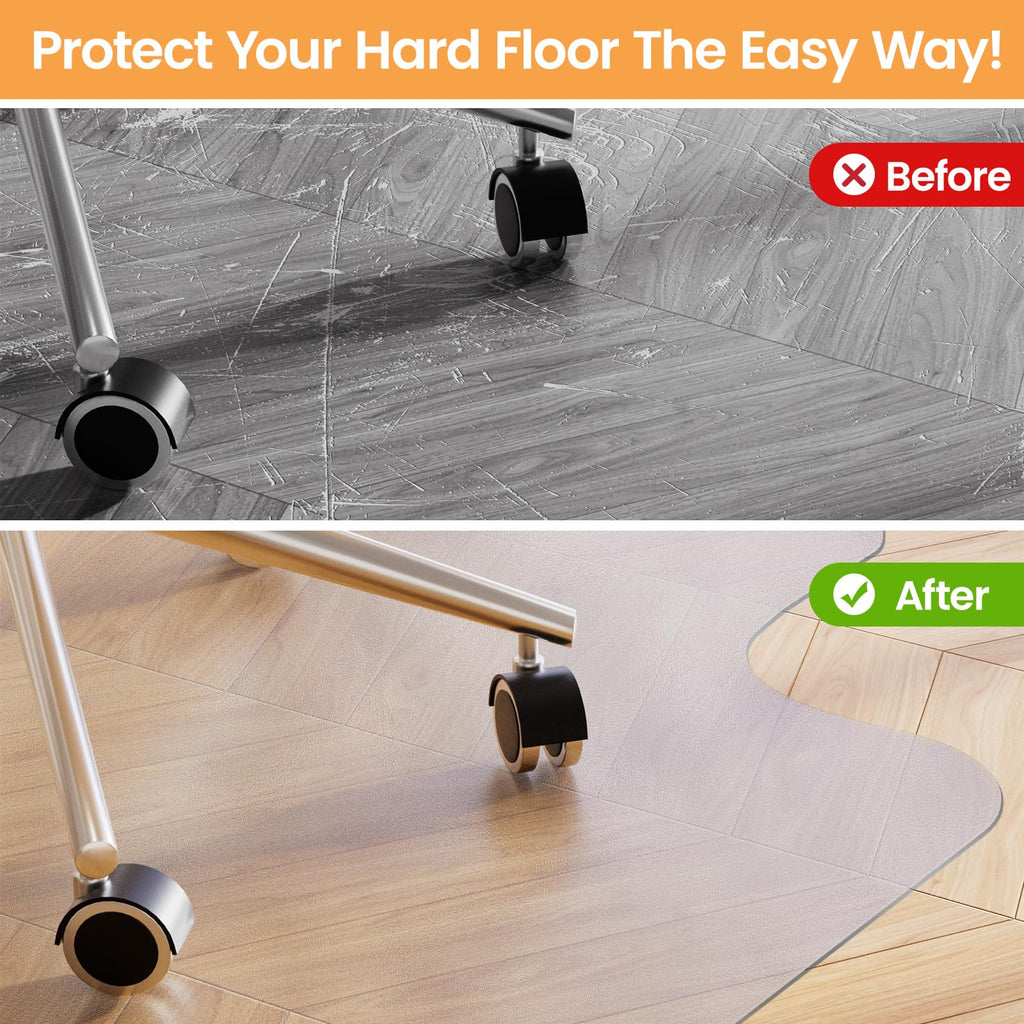 Yecaye Desk Chair Mat for Hardwood Floor, 48"×36" Office PVC Computer Chair Mat, Floor Protector for Rolling Chairs