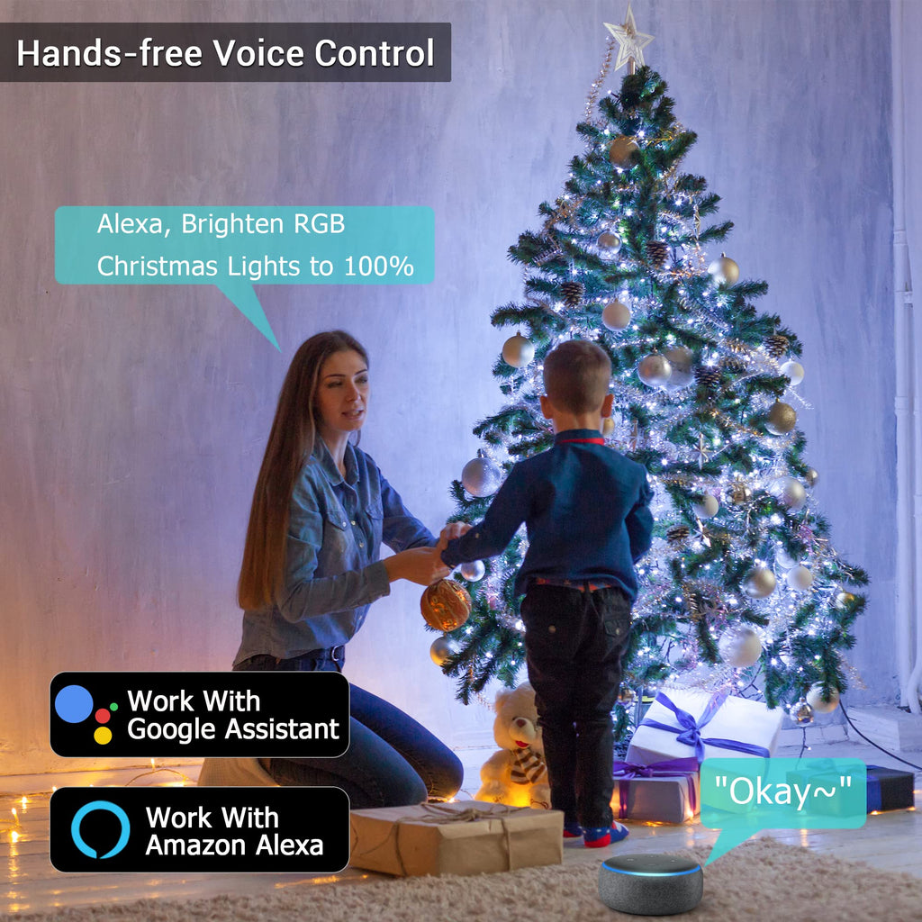 Brizled RGB Christmas Lights, 164ft 498 LED Smart String Lights App Controlled, Dimmable Color Changing Christmas Lights, Xmas Tree Lights Work with Alexa & Google Home