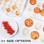AOTASO 2 Pcs Silicone Muffin Pan for Baking with Metal Frame, Nonstick 12 Cup Regular Size Cupcake Pan, Silicone Muffin Tray for Egg Bites (Cream)