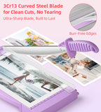 12" Guillotine Paper Cutter with Hidden Ruler, Compact Heavy Duty 12-Sheet Capacity Trimmer for Cardstock, Photos, Scrapbooking, Office, Classroom, Studio (Purple)