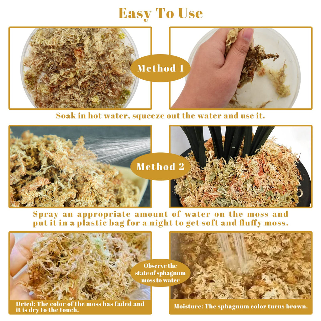 Legigo 2.2LBS Premium Sphagnum Moss for Plants- 40QT Natural Succulent Carnivorous Plant Moss Dried, Long Fiber Orchid Moss for Orchid Repotting Succulent Sarracenia Potted Plants Gardening & Reptiles
