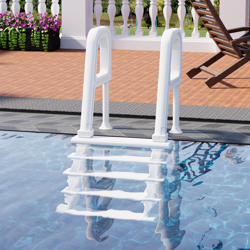 UPHYB Pool Ladder, 5-Step Pool Stairs with Double Handrails and Non-Slip Steps for 47“-54” Above Ground and In-Ground Pools, White